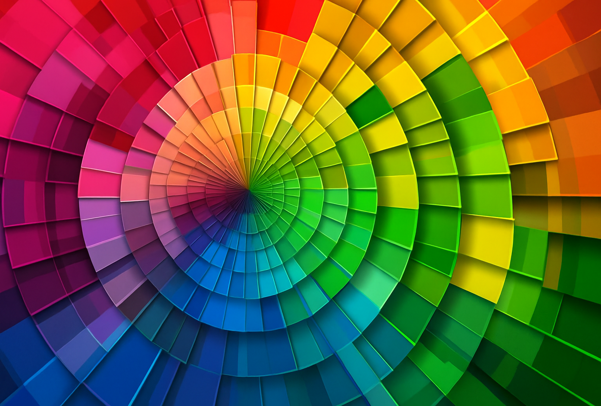 A radial colour wheel with vibrant segments transitioning from red to green, representing how colour psychology influences marketing and branding decisions.